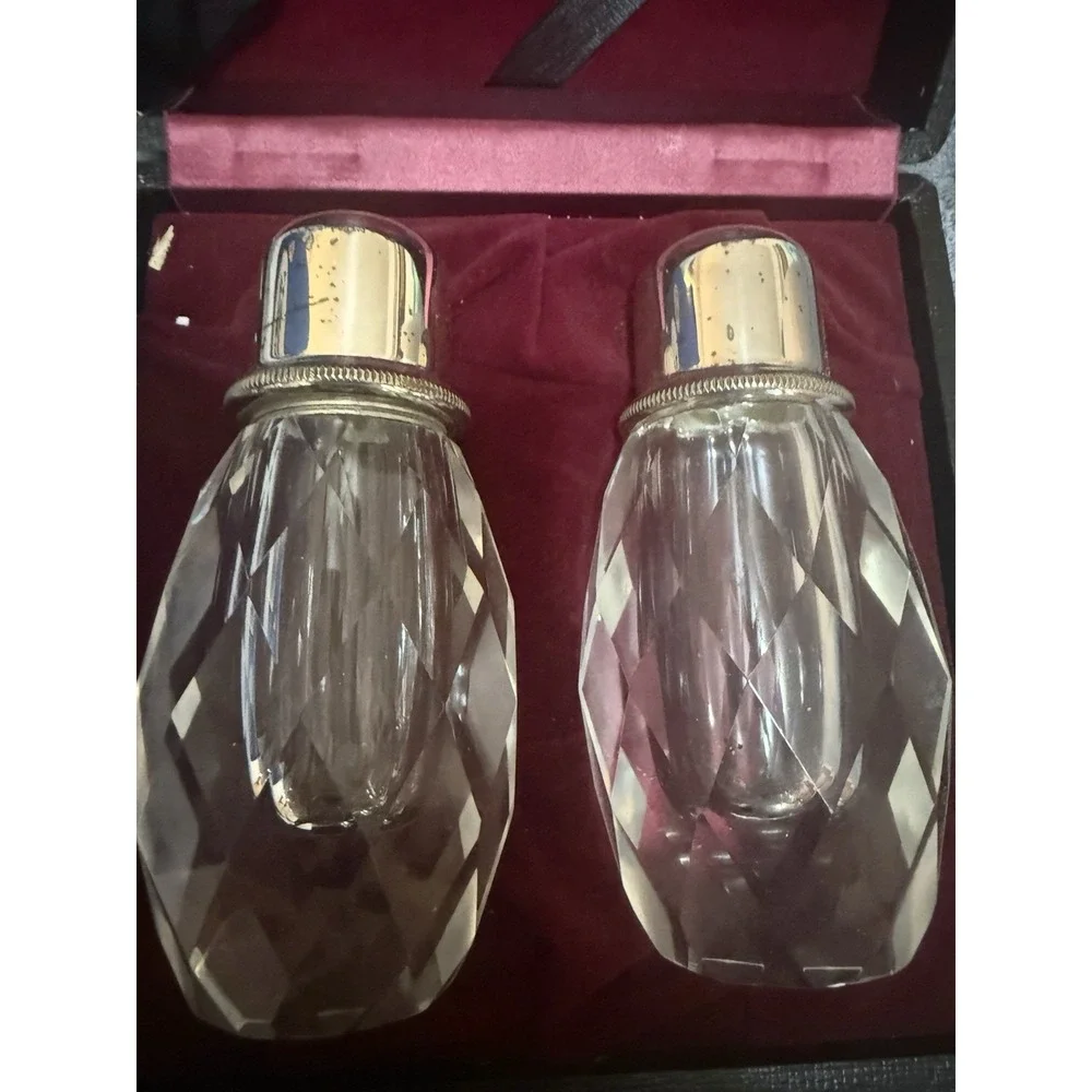Vintage Post-House Hand Cut Crystal Salt & Pepper Mill Grinder/Shakers EUC